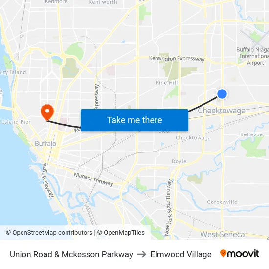 Union Road & Mckesson Parkway to Elmwood Village map