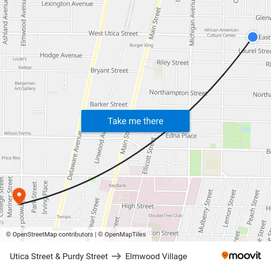 Utica Street & Purdy Street to Elmwood Village map