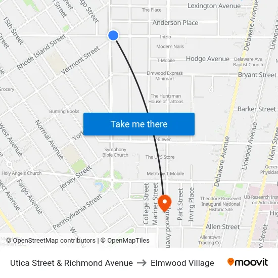 Utica Street & Richmond Avenue to Elmwood Village map