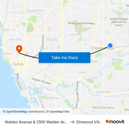Walden Avenue & 2500 Walden Avenue to Elmwood Village map