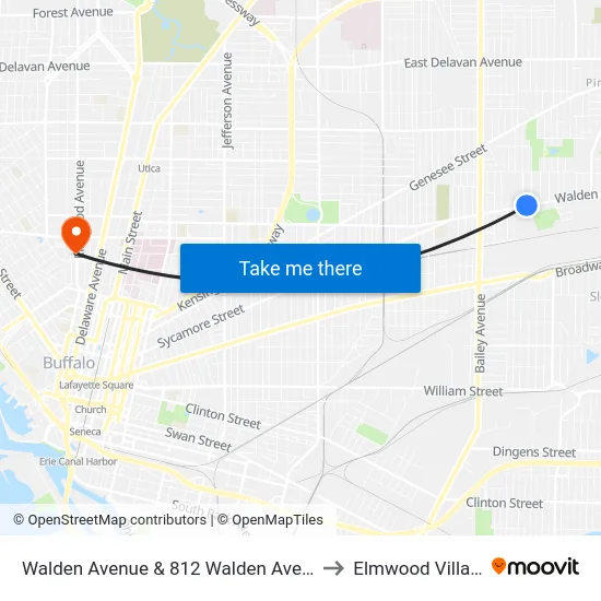 Walden Avenue & 812 Walden Avenue to Elmwood Village map
