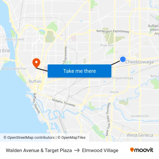 Walden Avenue & Target Plaza to Elmwood Village map
