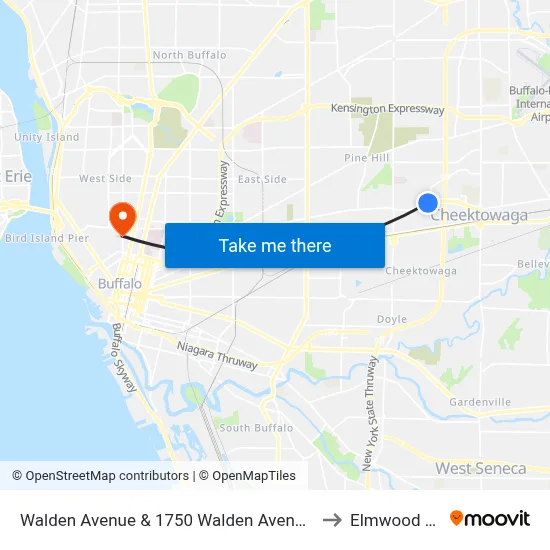 Walden Avenue & 1750 Walden Avenue (Target Plaza) to Elmwood Village map