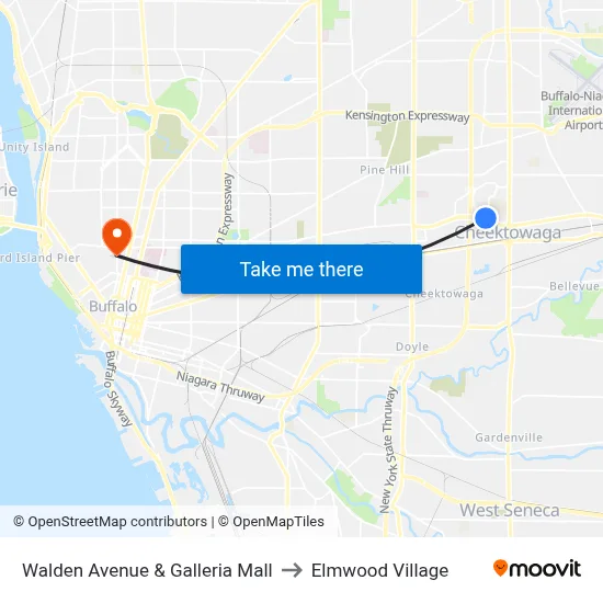 Walden Avenue & Galleria Mall to Elmwood Village map