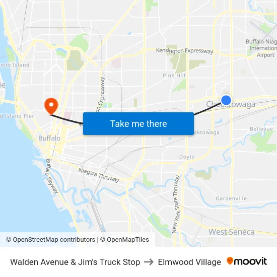Walden Avenue & Jim's Truck Stop to Elmwood Village map