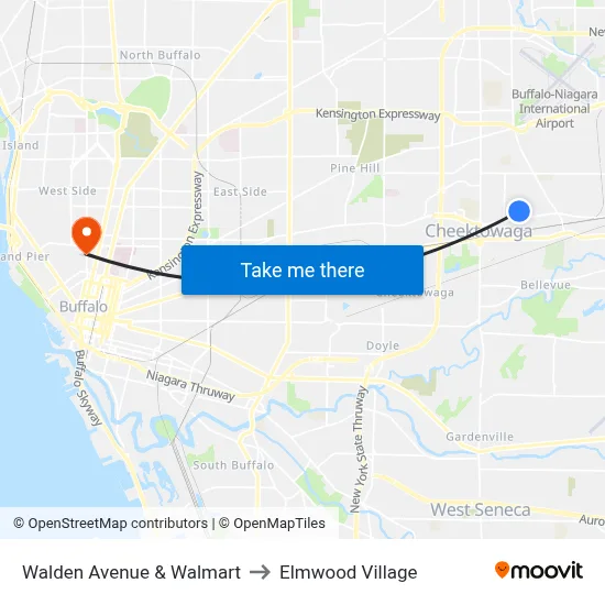 Walden Avenue & Walmart to Elmwood Village map