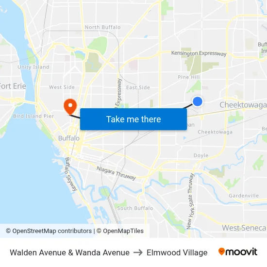Walden Avenue & Wanda Avenue to Elmwood Village map