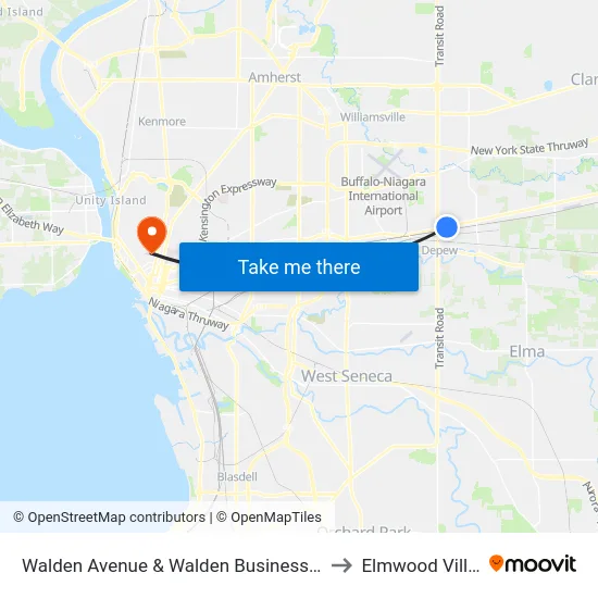 Walden Avenue & Walden Business Center to Elmwood Village map