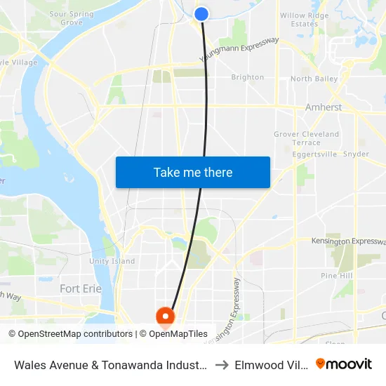 Wales Avenue & Tonawanda Industrial Park to Elmwood Village map