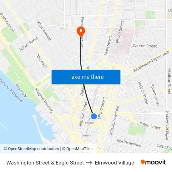 Washington Street & Eagle Street to Elmwood Village map