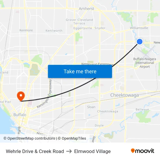 Wehrle Drive & Creek Road to Elmwood Village map