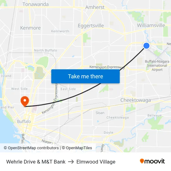 Wehrle Drive & M&T Bank to Elmwood Village map