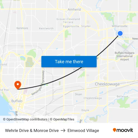 Wehrle Drive & Monroe Drive to Elmwood Village map