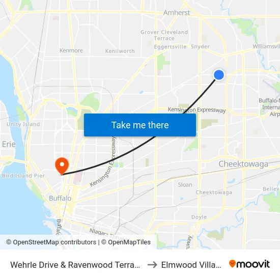 Wehrle Drive & Ravenwood Terrace to Elmwood Village map