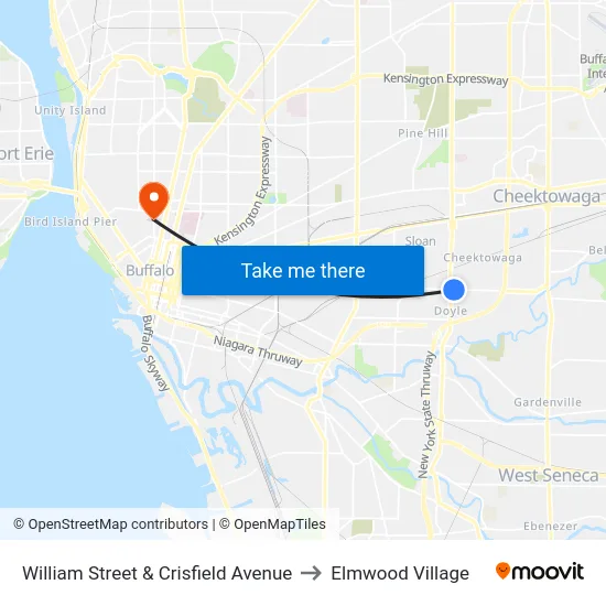 William Street & Crisfield Avenue to Elmwood Village map