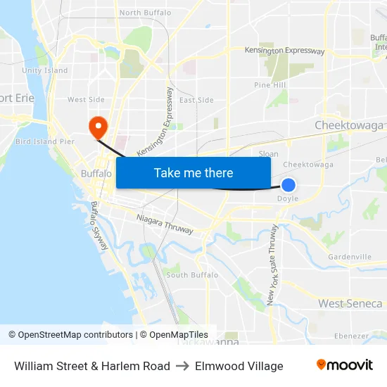 William Street & Harlem Road to Elmwood Village map