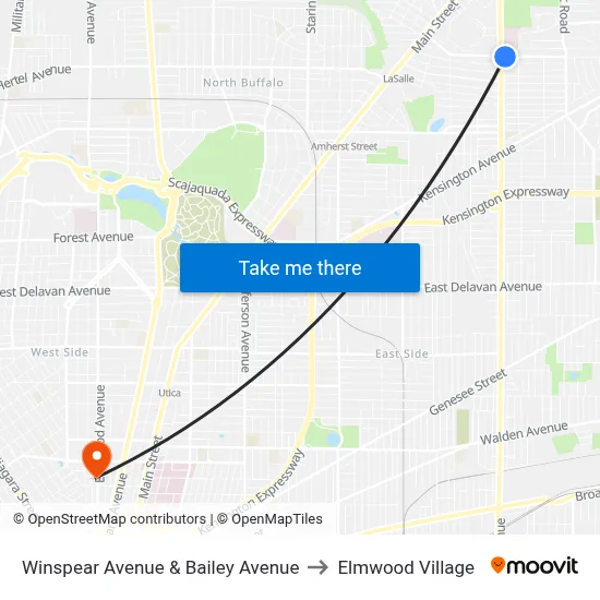 Winspear Avenue & Bailey Avenue to Elmwood Village map