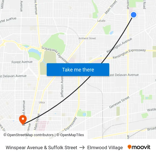 Winspear Avenue & Suffolk Street to Elmwood Village map