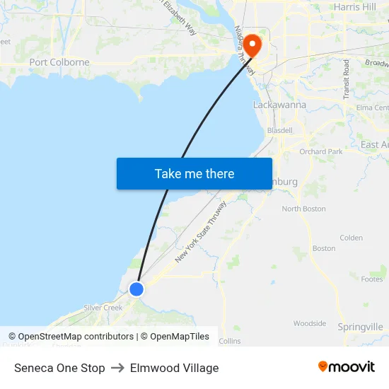 Seneca One Stop to Elmwood Village map