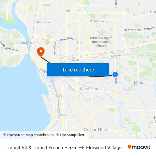 Transit Rd & Transit French Plaza to Elmwood Village map