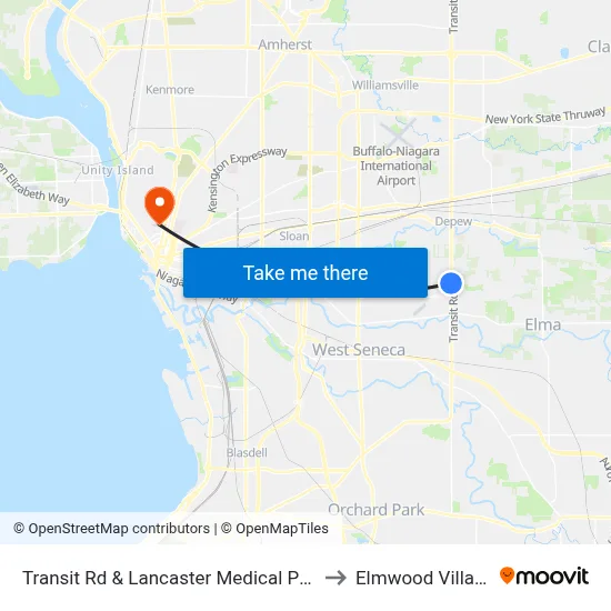 Transit Rd & Lancaster Medical Park to Elmwood Village map