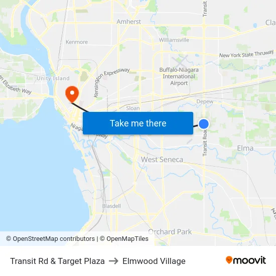 Transit Rd & Target Plaza to Elmwood Village map