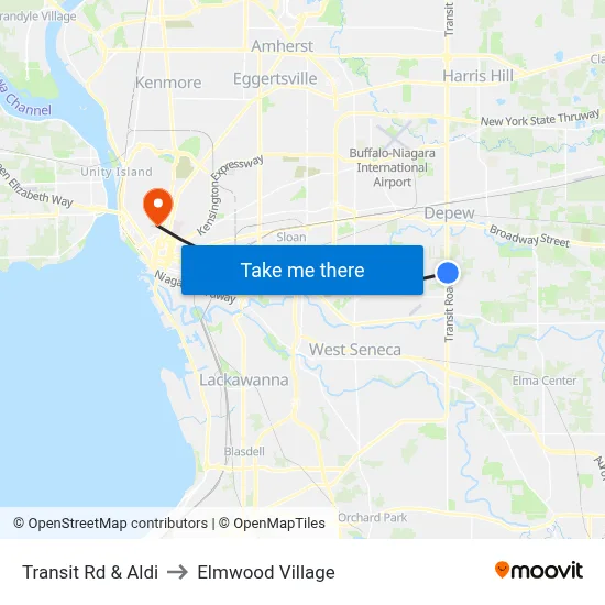 Transit Rd & Aldi to Elmwood Village map