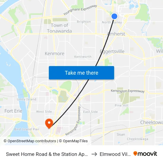 Sweet Home Road & the Station Apartments to Elmwood Village map