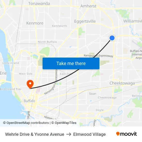 Wehrle Drive & Yvonne Avenue to Elmwood Village map