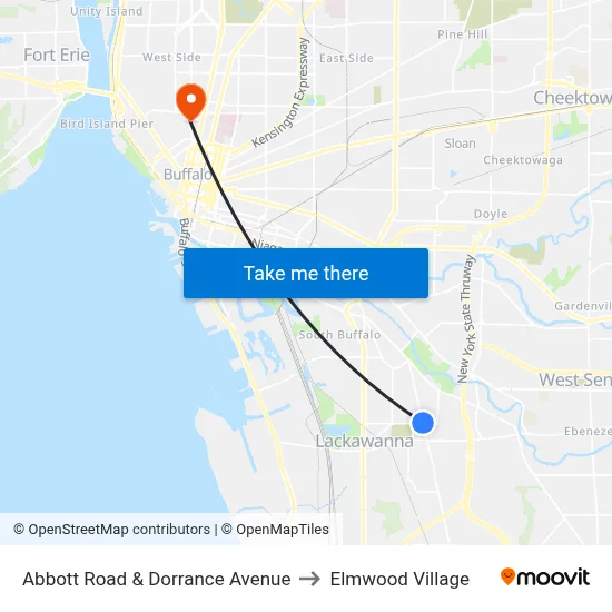 Abbott Road & Dorrance Avenue to Elmwood Village map