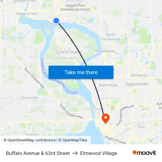 Buffalo Avenue & 63rd Street to Elmwood Village map