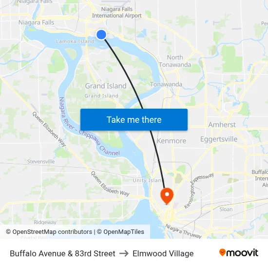 Buffalo Avenue & 83rd Street to Elmwood Village map