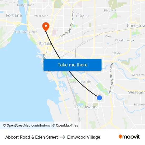 Abbott Road & Eden Street to Elmwood Village map