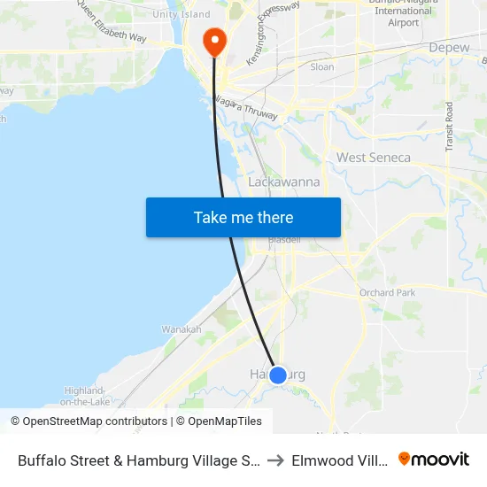 Buffalo Street & Hamburg Village Square to Elmwood Village map