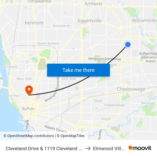 Cleveland Drive & 1119 Cleveland Drive to Elmwood Village map