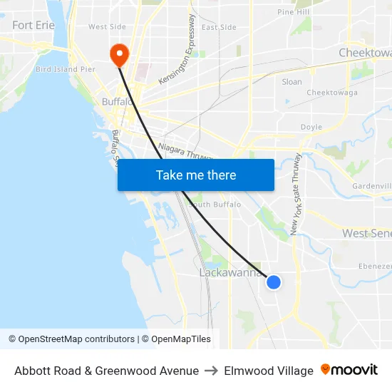 Abbott Road & Greenwood Avenue to Elmwood Village map