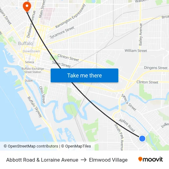 Abbott Road & Lorraine Avenue to Elmwood Village map