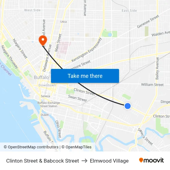 Clinton Street & Babcock Street to Elmwood Village map