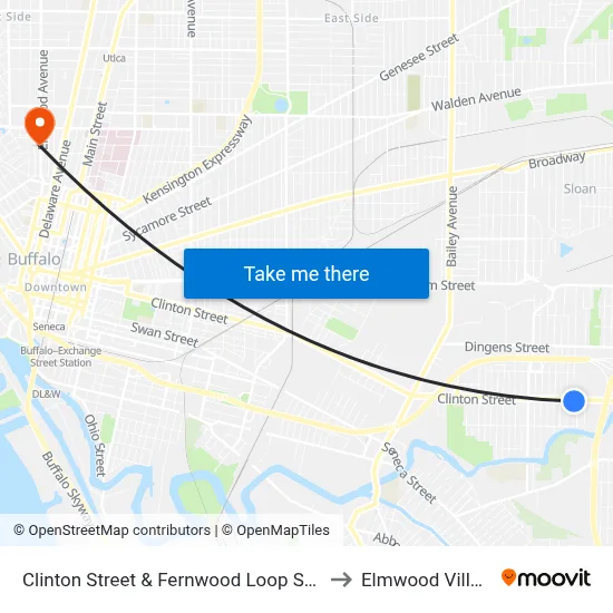 Clinton Street & Fernwood Loop Static to Elmwood Village map