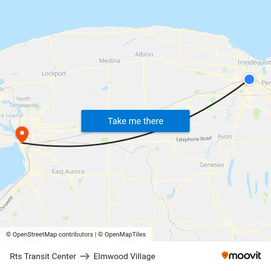 Rts Transit Center to Elmwood Village map
