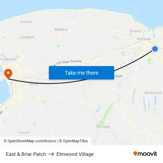 East & Briar Patch to Elmwood Village map