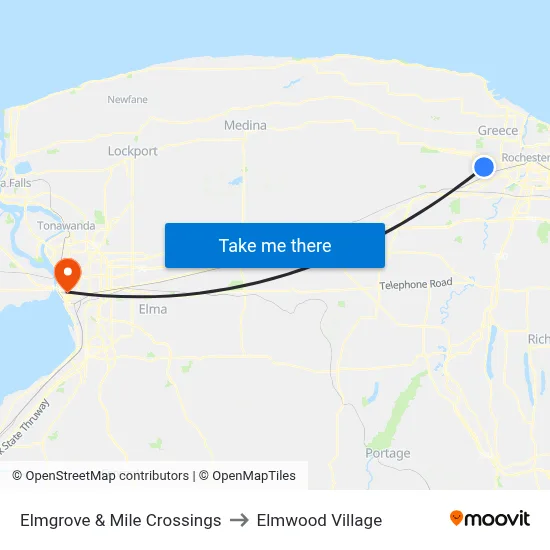 Elmgrove & Mile Crossings to Elmwood Village map