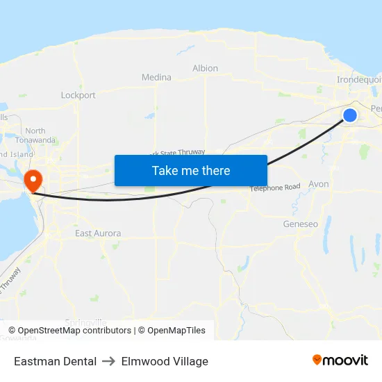 Eastman Dental to Elmwood Village map