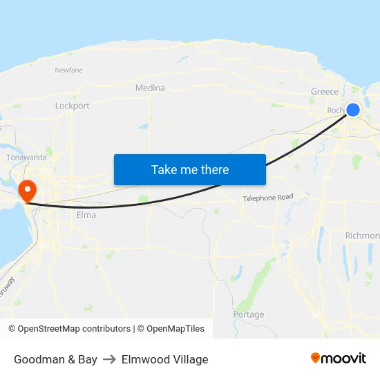 Goodman & Bay to Elmwood Village map
