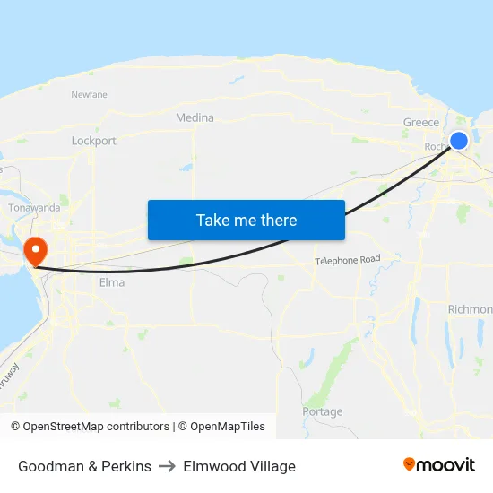 Goodman & Perkins to Elmwood Village map