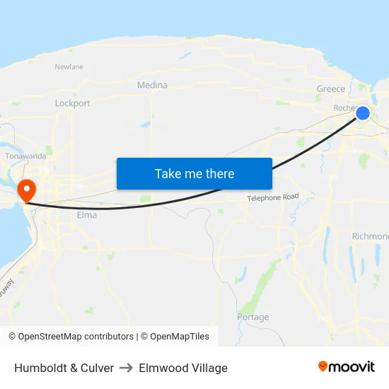 Humboldt & Culver to Elmwood Village map
