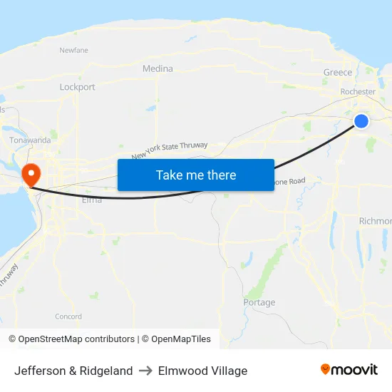 Jefferson & Ridgeland to Elmwood Village map