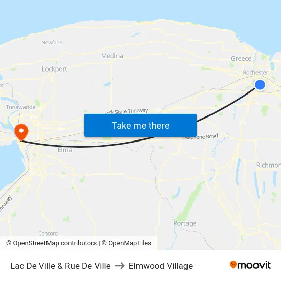 Lac De Ville & Rue De Ville to Elmwood Village map
