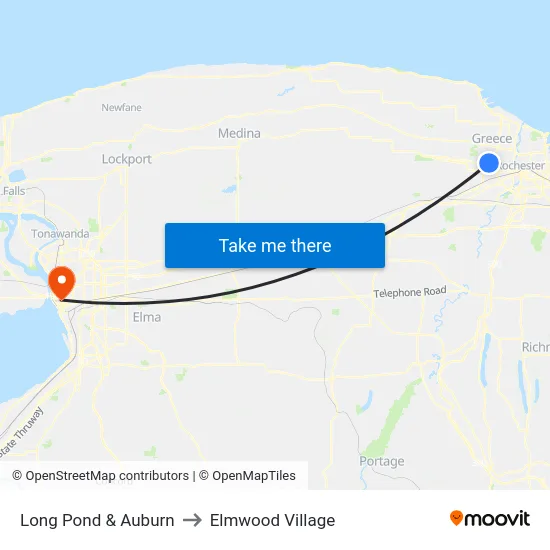 Long Pond & Auburn to Elmwood Village map