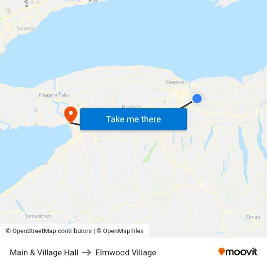 Main & Village Hall to Elmwood Village map
